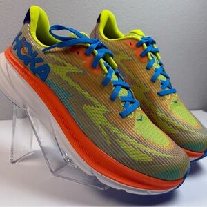 Hoka Vibrant Blue and Orange Athletic Shoes